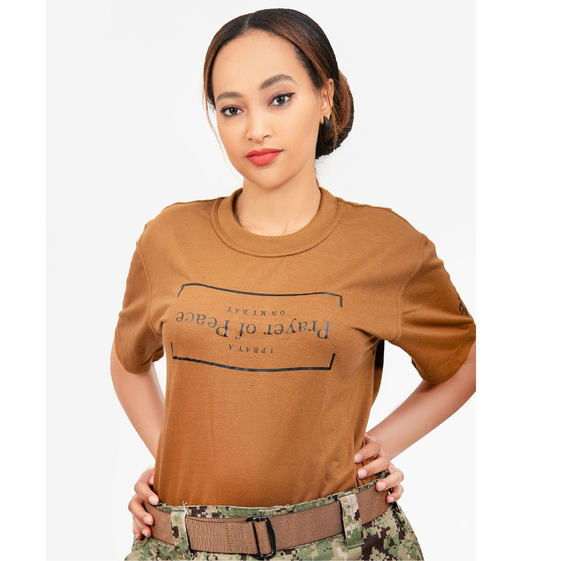 Custom Prayer of Peace Motivational Onesie Tee - Brown